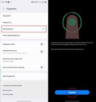Add a fingerprint to the Galaxy S23 Ultra