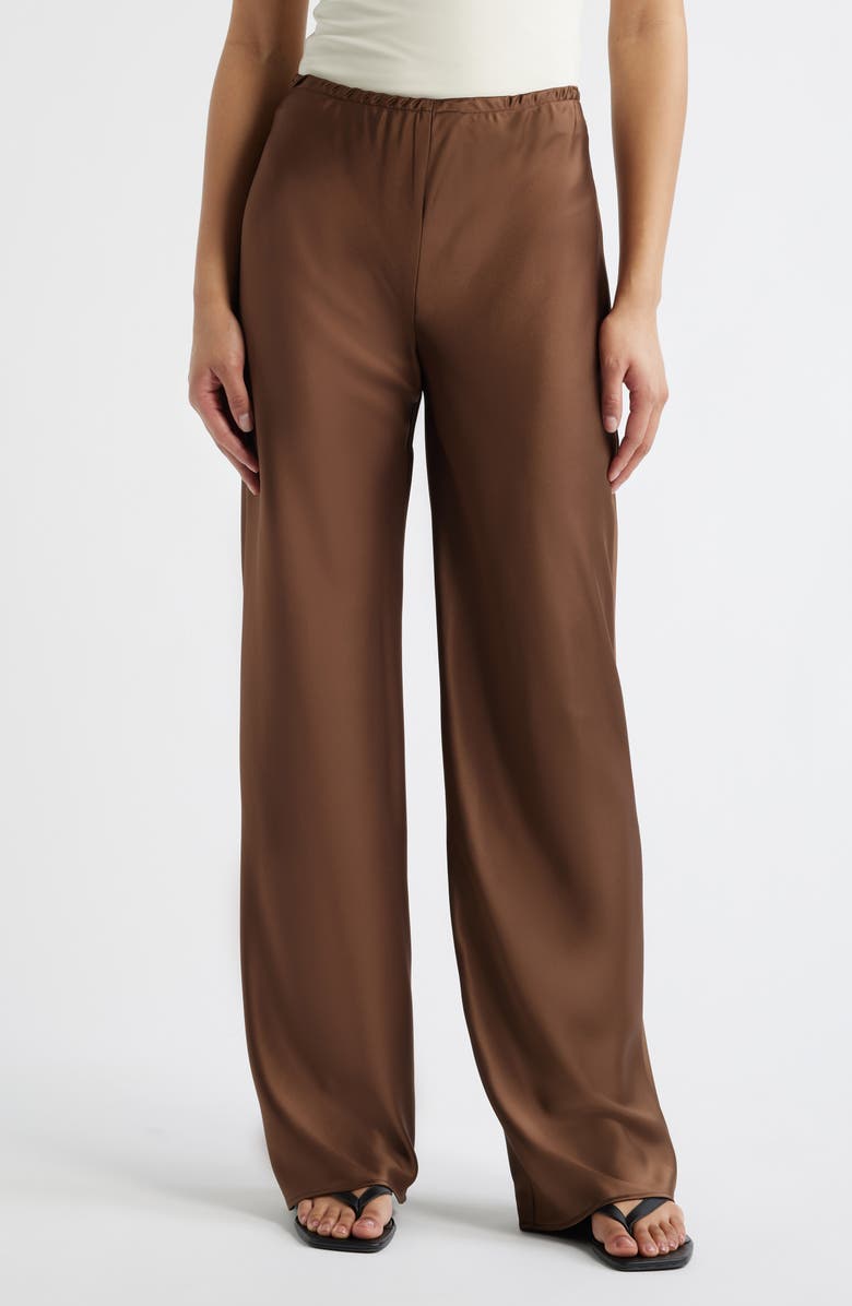 Gale Bias Cut High Waist Satin Pants