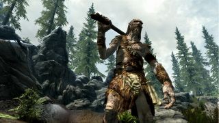 Ein Skyrim-Riese hält eine Keule