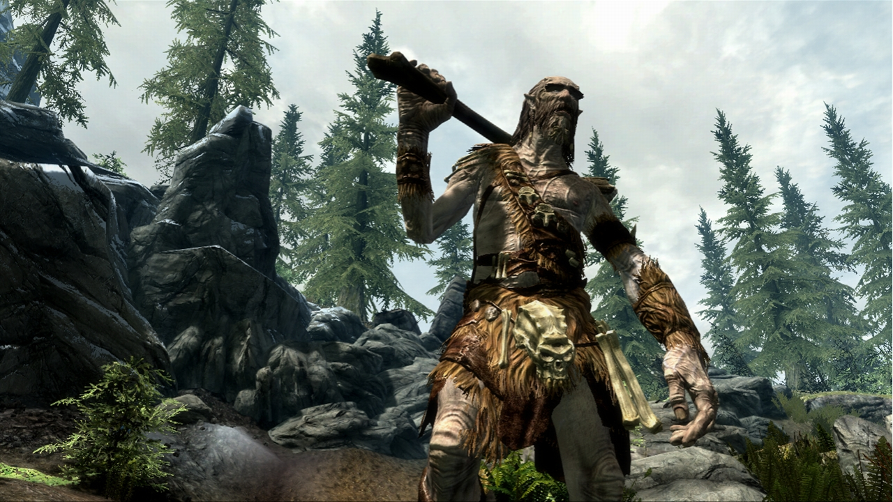 A giant holding a club in Skyrim