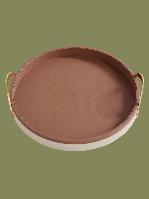 Garrett Canvas, Leather, and Gold-Tone Tray