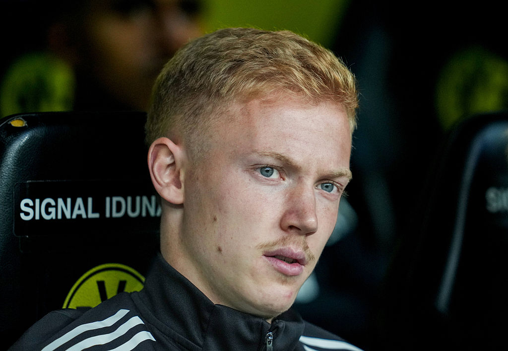 Hugo Larsson (Eintracht Frankfurt) looks on during match day 33 1.Bundesliga, Borussia Dortmund and Eintracht Frankfurt, Signal Iduna Park, Dortmund, Germany on May 08 2026. (Photo by Ulrik Pedersen/NurPhoto)