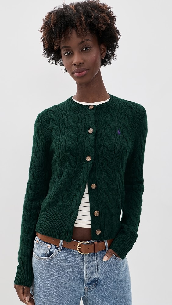 Cable Knit Cardigan - College Green