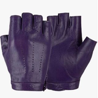 Womens Fingerless Leather Gloves in Purple