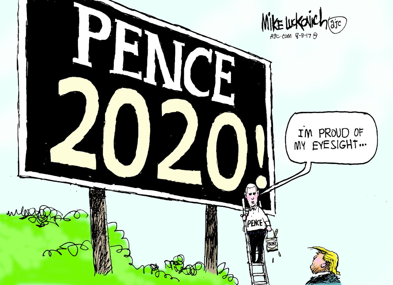 Political cartoon U.S. Pence presidential campaign