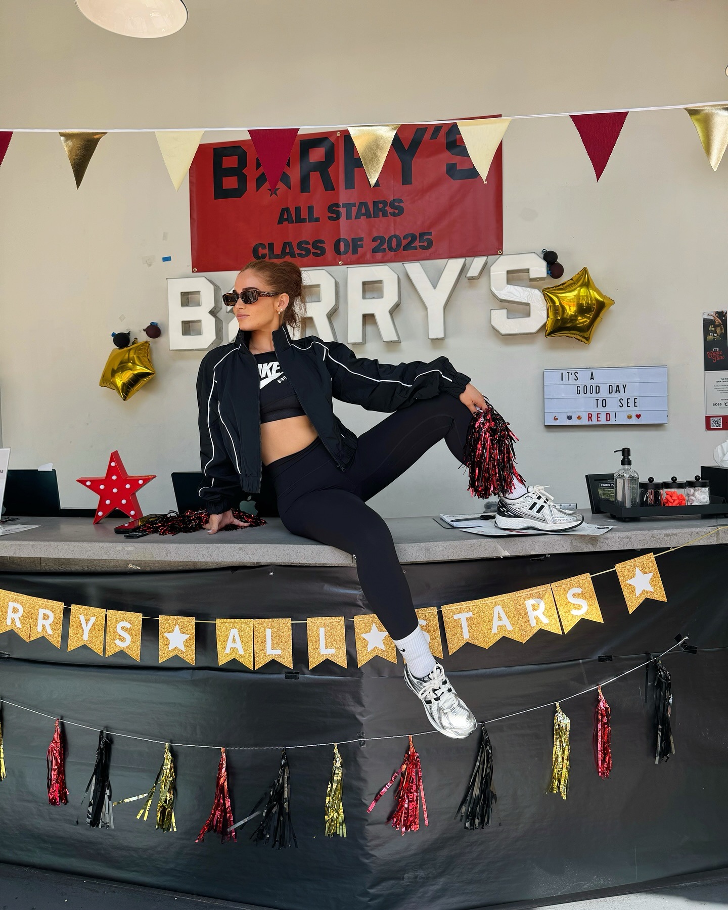 Barry's Bootcamp instructor wearing leggings