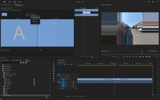 Screenshot of adding video transitions in Adobe Premiere Pro