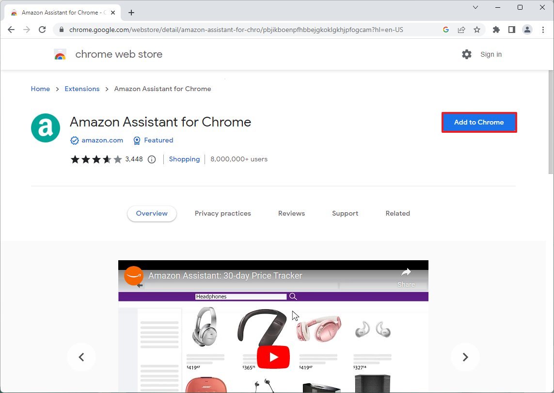 Chrome instala Amazon Assistant