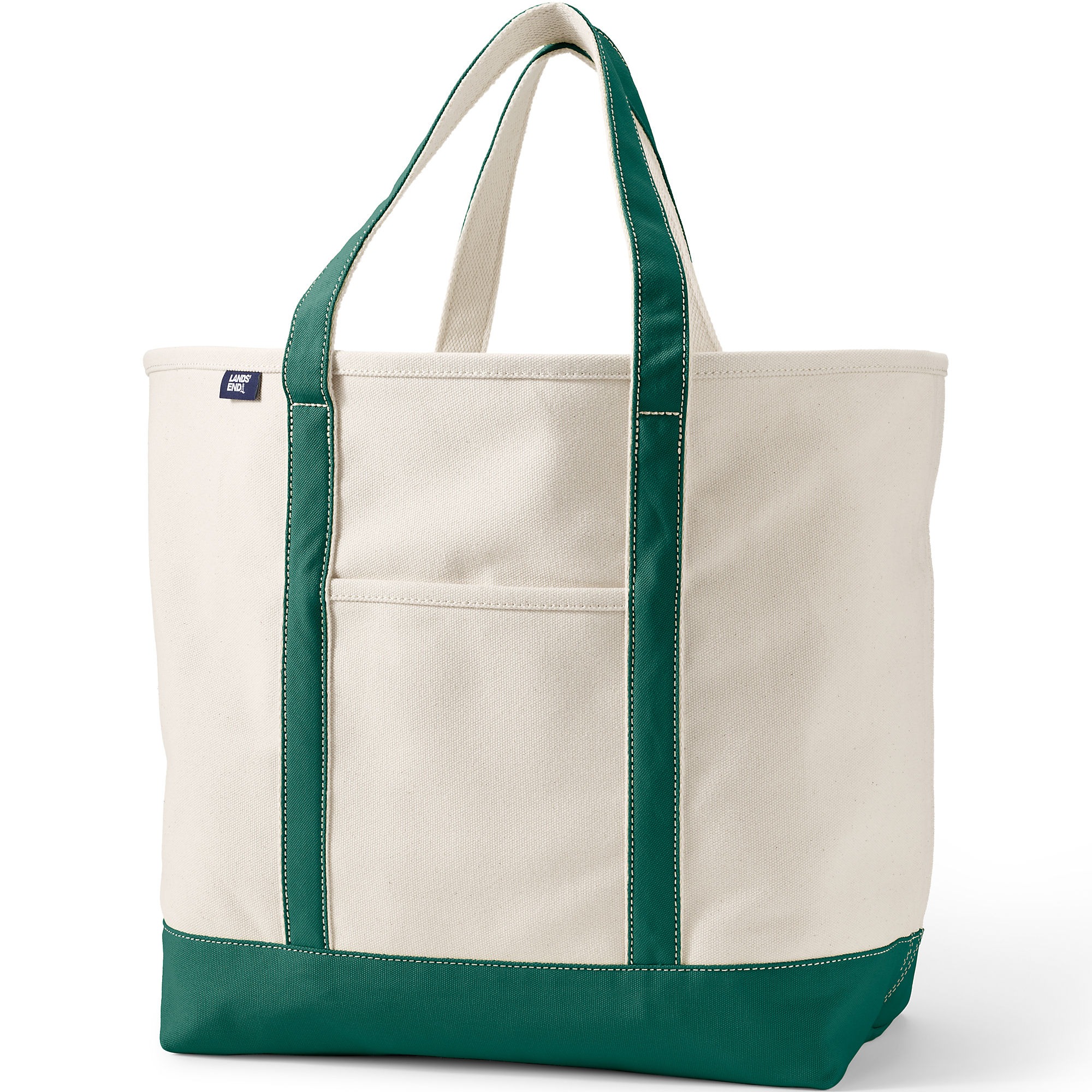 lands' end, Extra Large Natural 5 Pocket Open Top Canvas Tote Bag