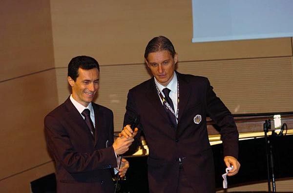 Team manager Omar Feltrin and president Oleg Tinkov.