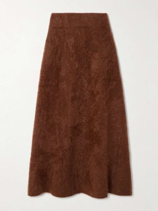 Asta Brushed-Cashmere Midi Skirt