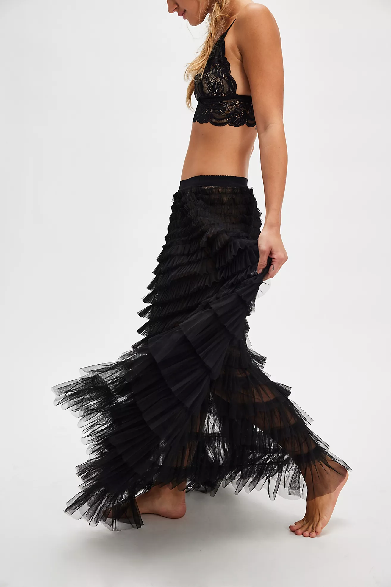Return of the Ruffle Maxi Slip Skirt