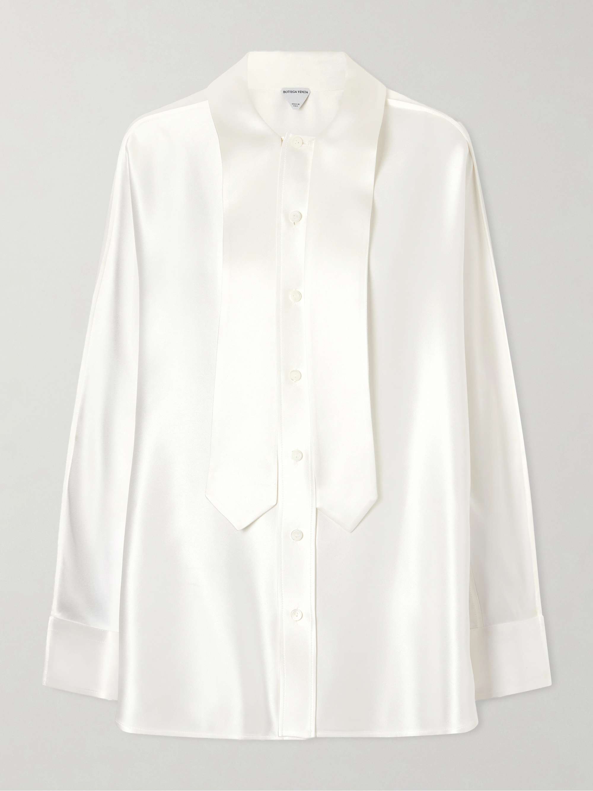 Tie-Detailed Silk-Satin Shirt