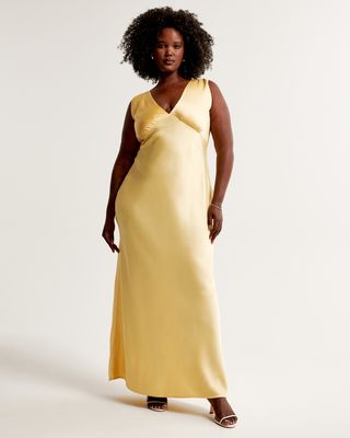 Plunge Cowl Back Maxi Dress