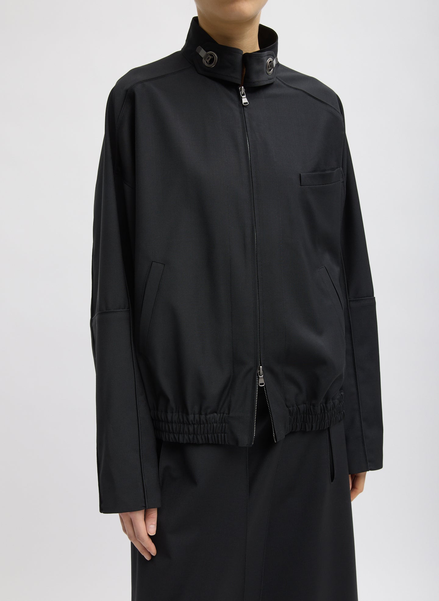 Recycled Tropical Wool Moto Bomber - Black / Xxs / F125tw8282