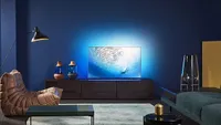 55-inch Philips OLED 805 glows blue with Ambilight projection