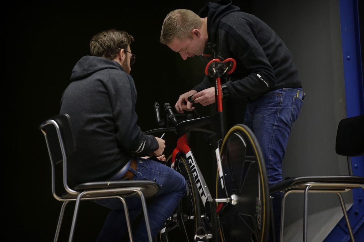 Michael Matthews' Giant TCR is set up for the test