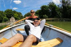 Couple in their early 50s on a row boat