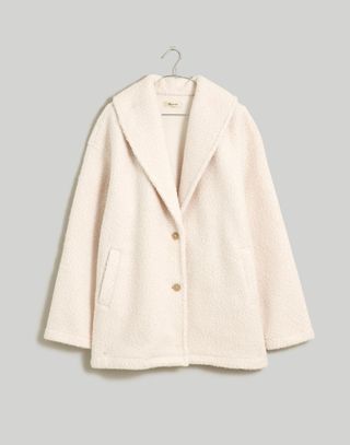 Pebbled Faux Shearling Shawl Collar Coat