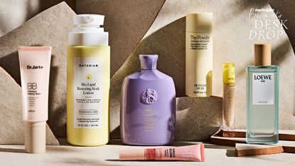 Beauty Desk Drop products for April 2023 including Oribe shampoo, Monday Muse The Powder, Dr Jart BB Serum and Loewe Perfume