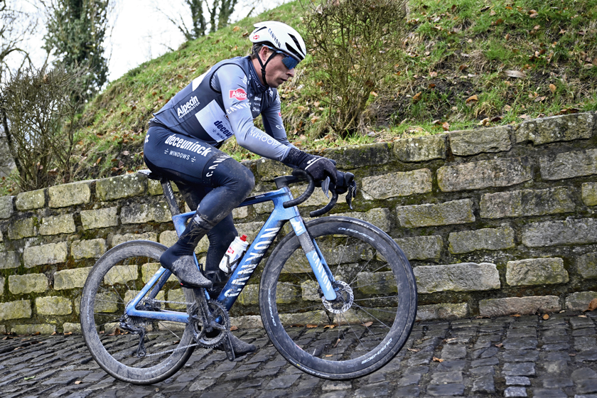 Belgian Jasper Philipsen of Alpecin-Deceuninck Team rides during a track reconnaissance session ahead of the Omloop Het Nieuwsblad race in Ghent on February 27, 2025. (Photo by JASPER JACOBS / Belga / AFP) / Belgium OUT (Photo by JASPER JACOBS/Belga/AFP via Getty Images)