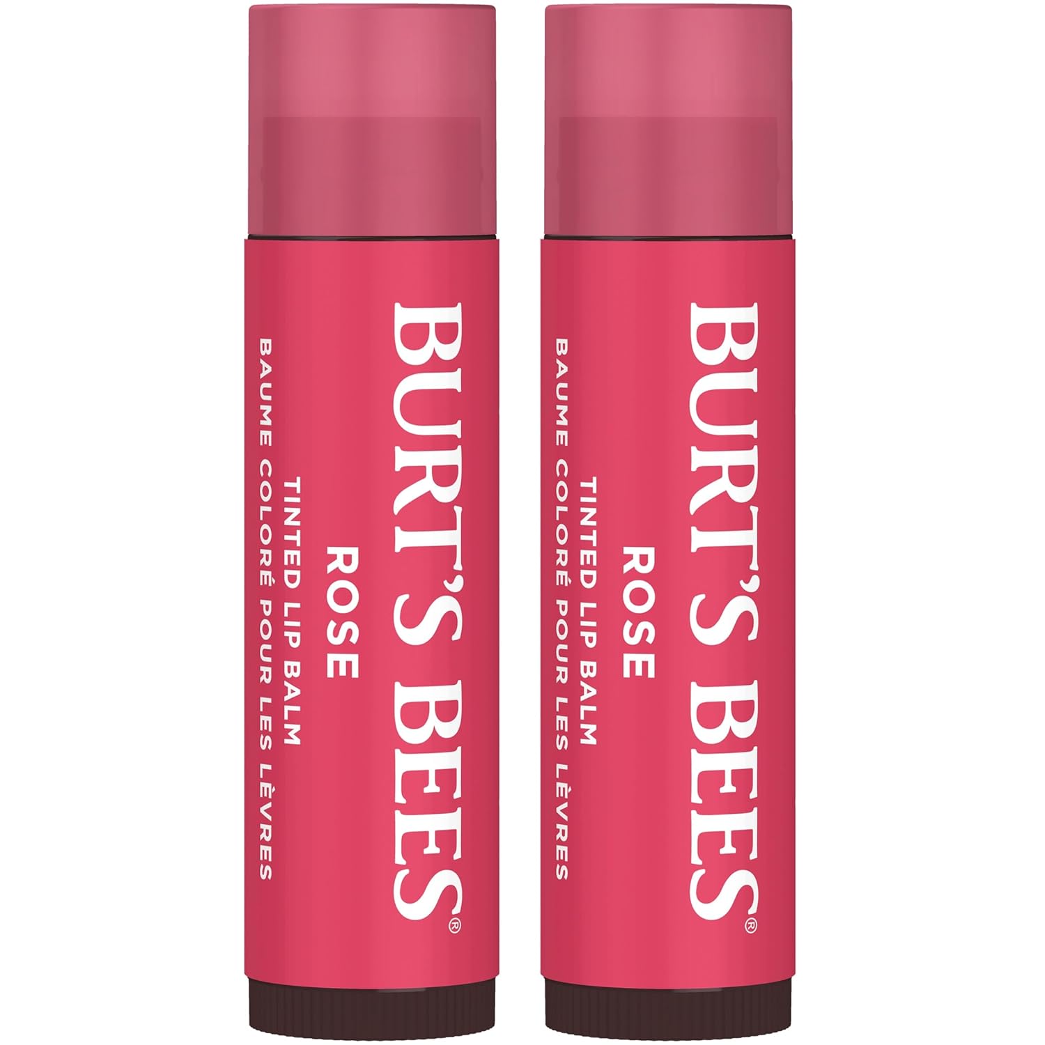 Burt&#039;s Bees Lip Tint Balm Stocking Stuffers Gifts, Long Lasting 2 in 1 Duo Tinted Balm Formula, Color Infused With Hydrating Shea Butter for a Natural Looking Buildable Finish, Petal Rose (2-Pack)