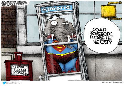 Political Cartoon U.S. GOP Super Tuesday
