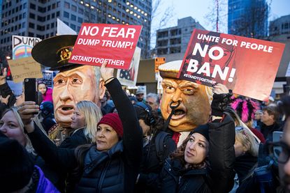 Protesters against Donald Trump's travel ban.