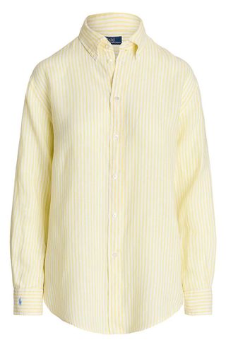 Oversize Stripe Linen Button-Down Shirt