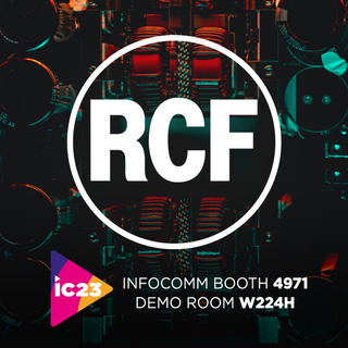 RCF logo to showcase at InfoComm 2023.