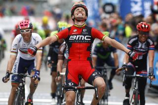Samuel Sanchez (BMC) soaks in the joy of winning his first race in three years