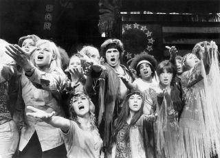 A 1968 rehearsal of the musical Hair, with Sonja front right