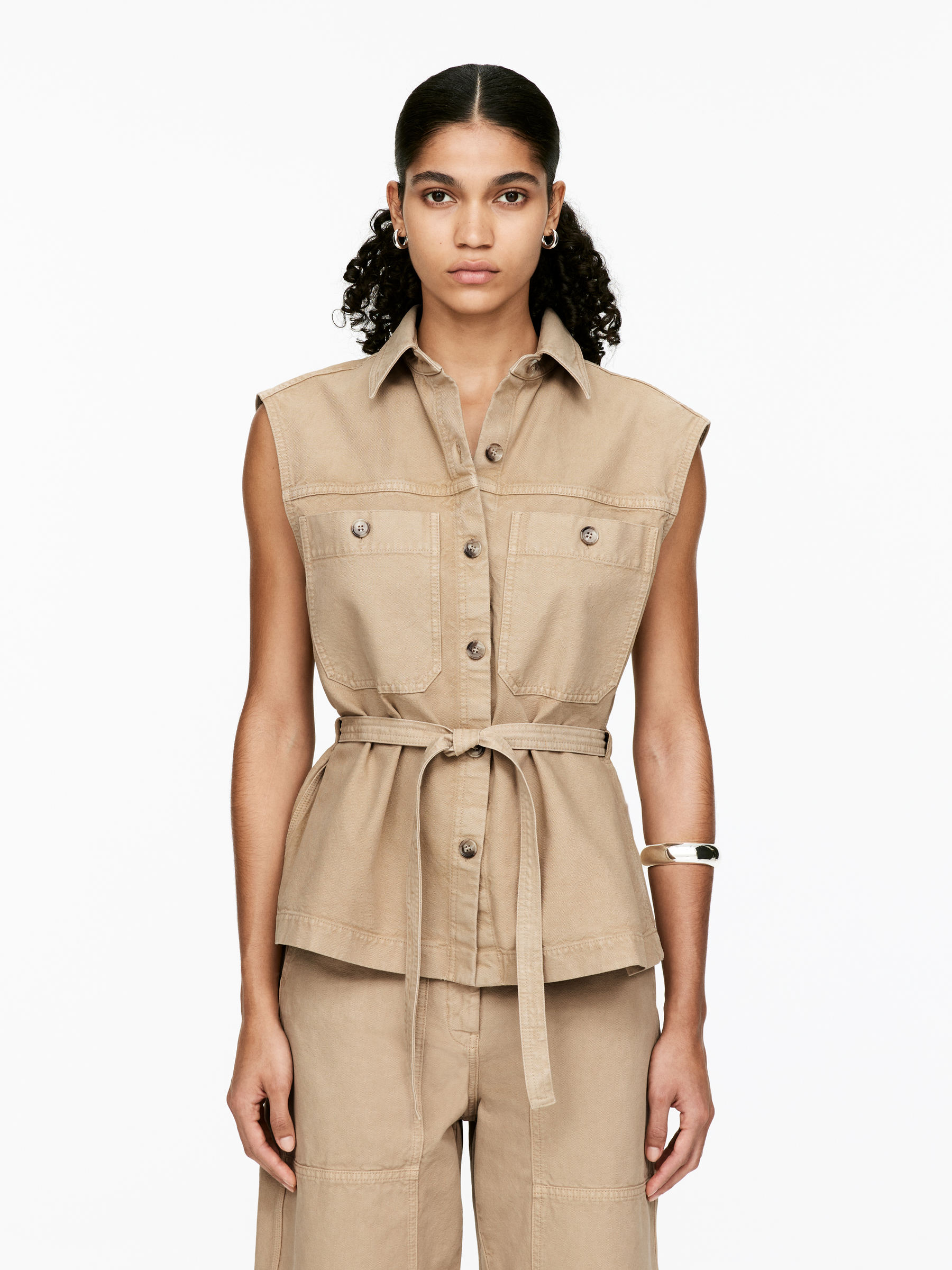 Utility Cotton Vest 
 Beige 
 Women 
 Arket Gb