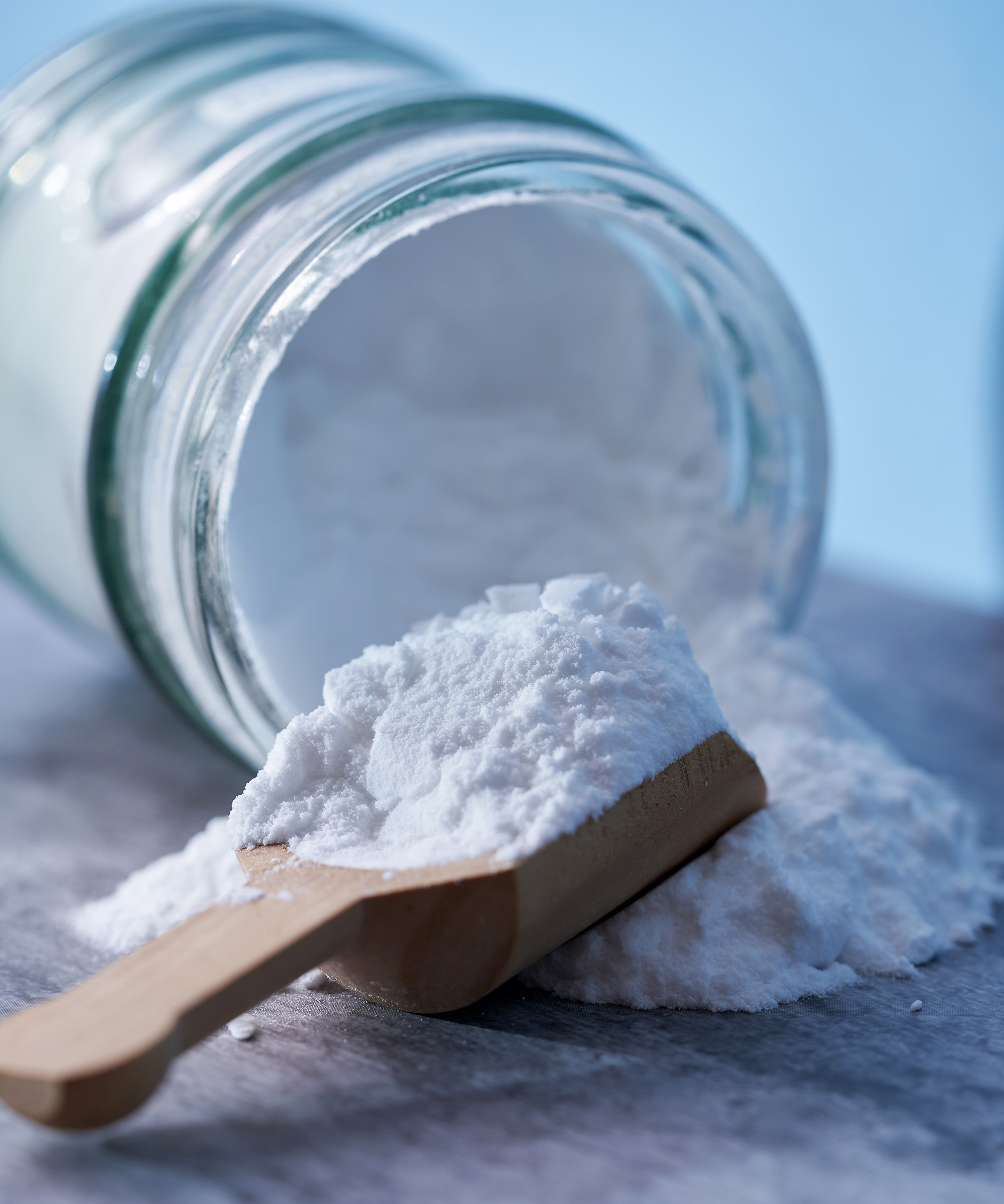 Jar of baking soda with spoon
