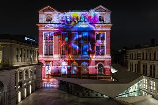 A projection of AI art at the V&A Museum in London