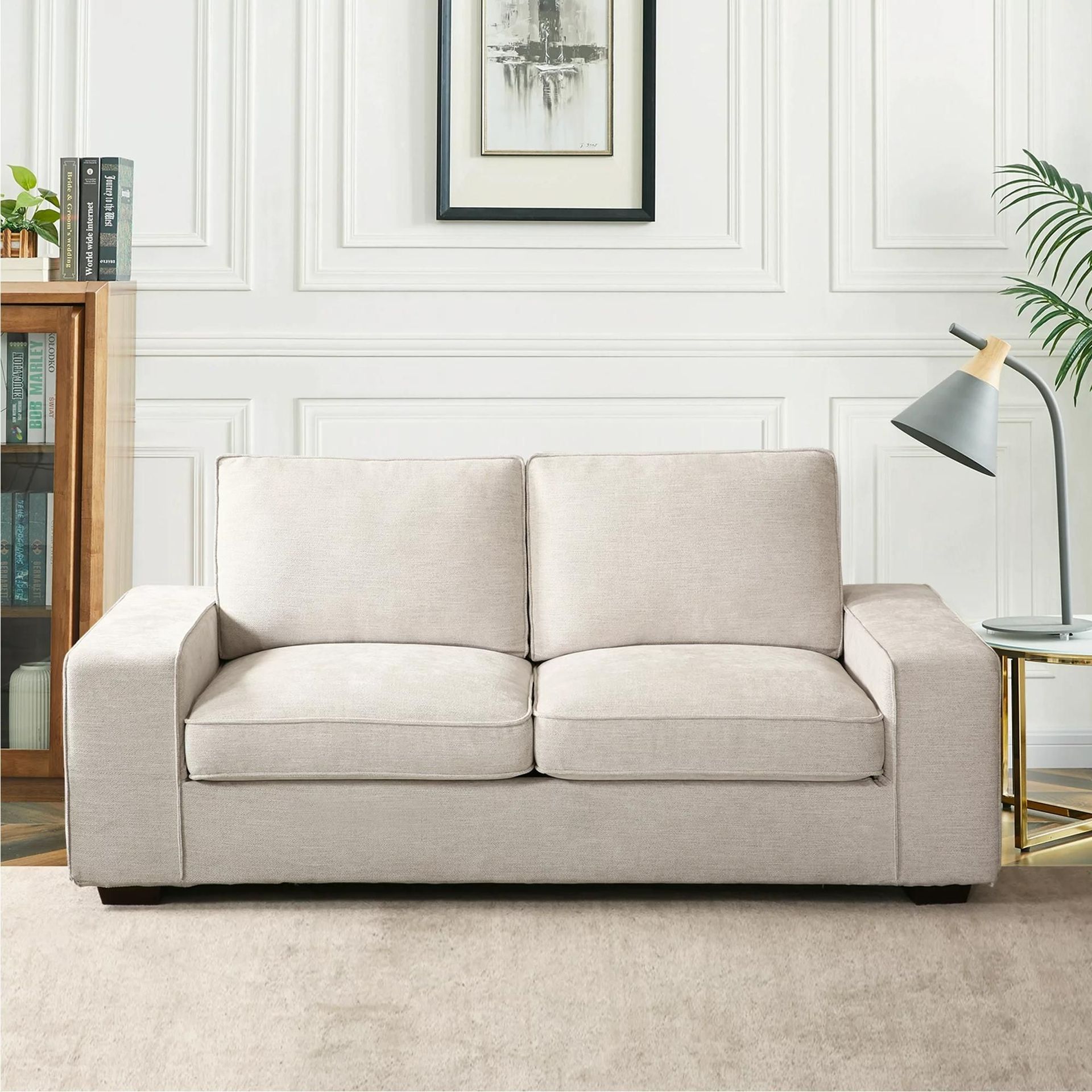 Walmart INGALIK Modern Loveseat against a white wall.