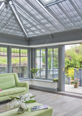 Vale Garden Houses grey conservatory blinds