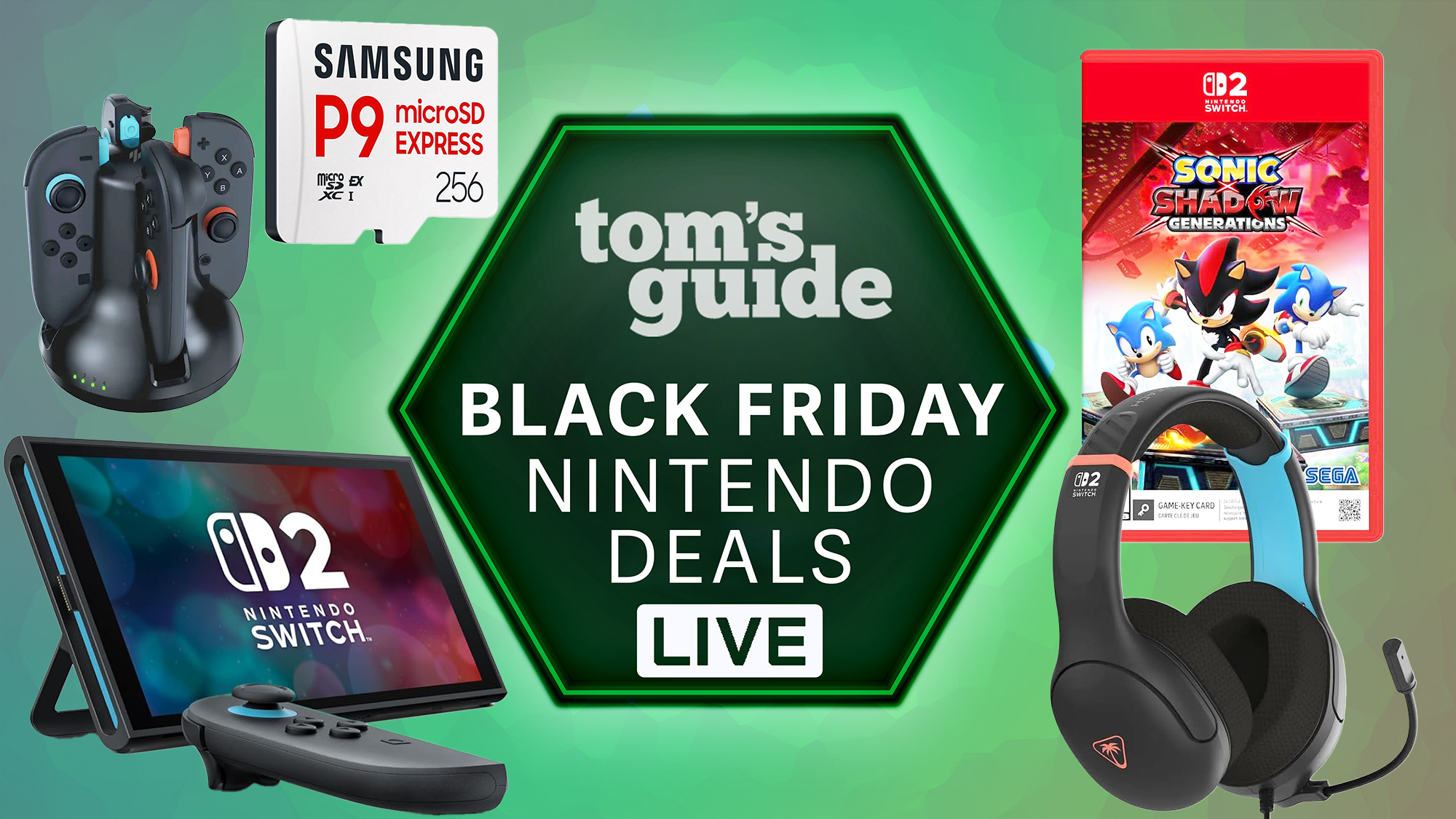 A selection of Nintendo Switch consoles, games and accessories