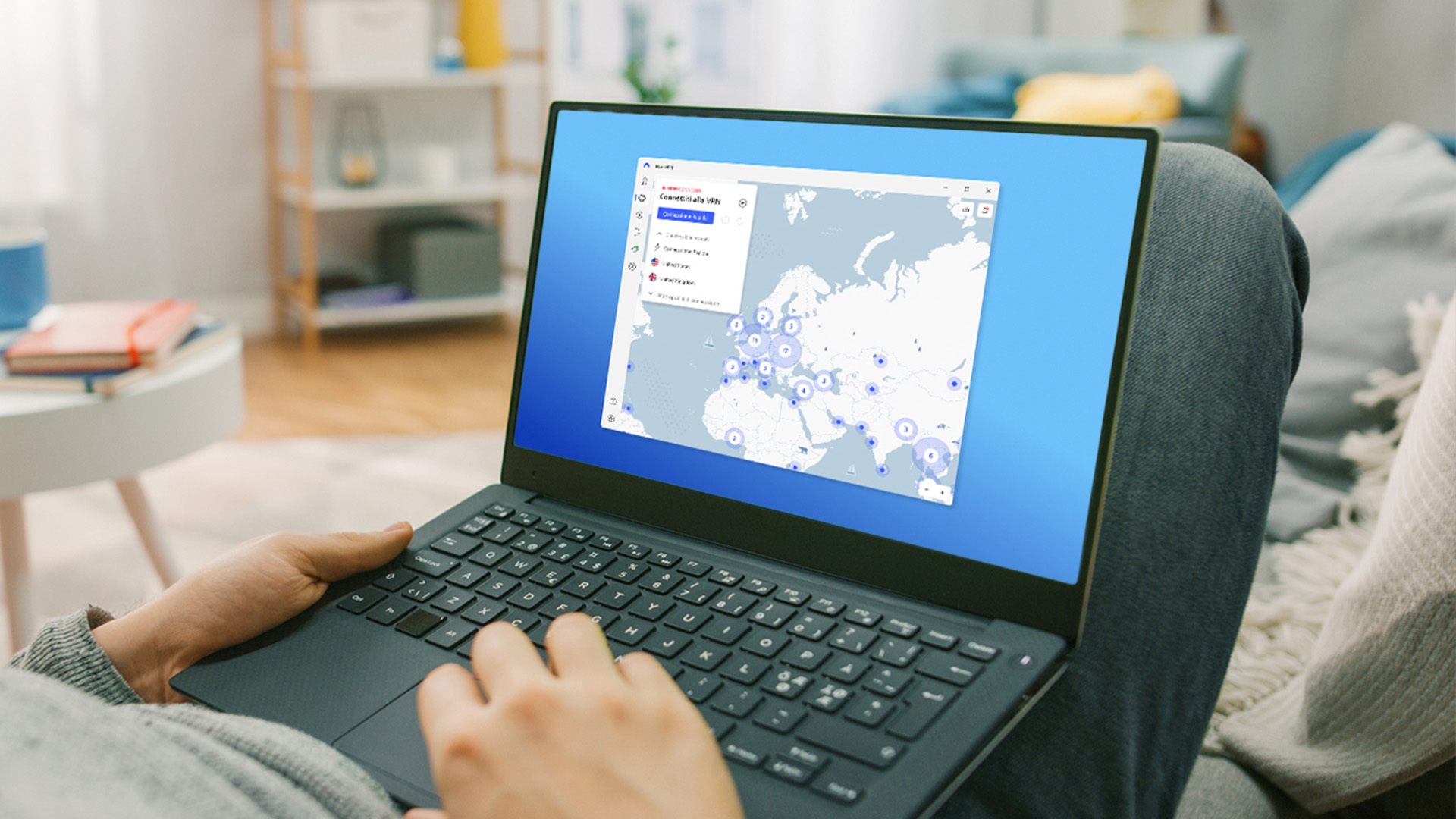 NordVPN app on laptop