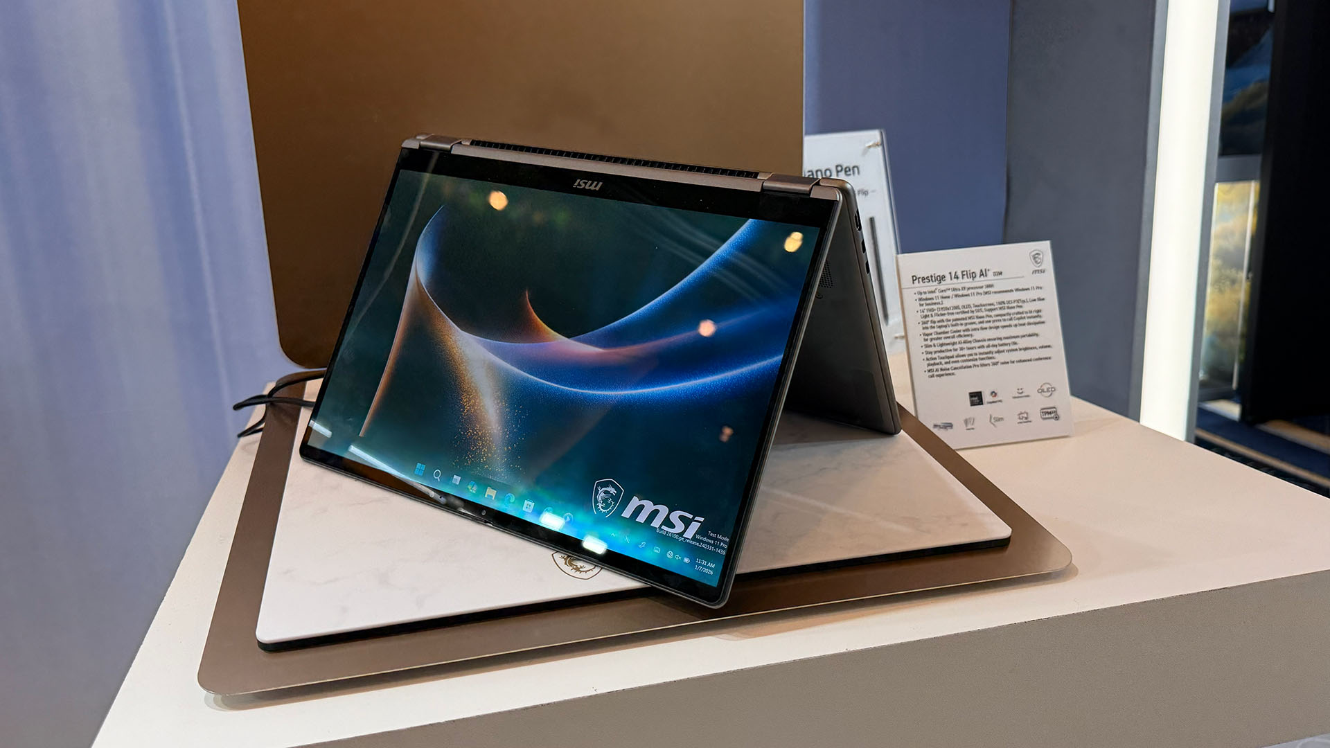 An MSI computer on display at CES 2026