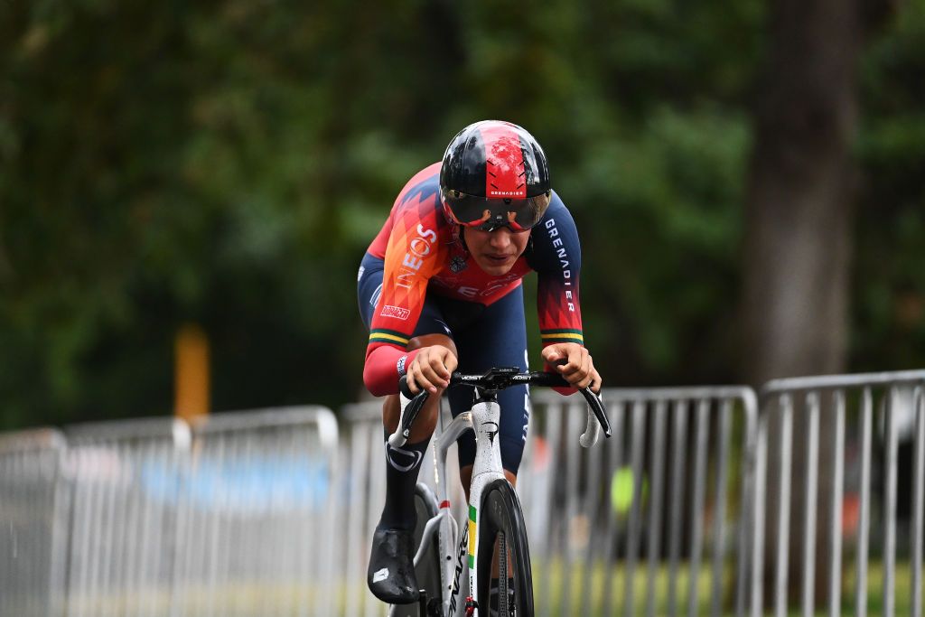 ADELAIDE AUSTRALIA JANUARY 17 Luke Plapp of Australia and Team INEOS Grenadiers sprints during the 23rd Santos Tour Down Under 2023 Prologue a 55km individual time trial stage from River Torrens Karrawirra Parri Adelaide CBD to River Torrens Karrawirra Parri Adelaide CBD TourDownUnder WorldTour on January 17 2023 in Adelaide Australia Photo by Tim de WaeleGetty Images