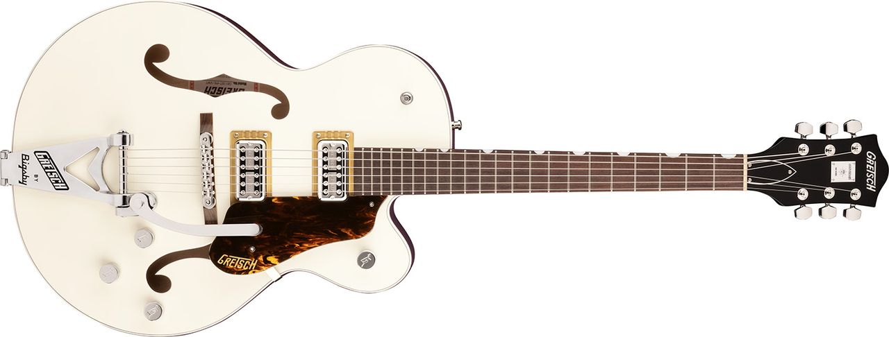 Gretsch G6118T Players Edition Anniversary Hollow Body String-Thru Bigsby Two-Tone Vintage White-Walnut Stain