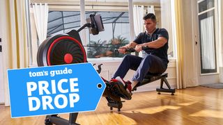 Photo of man working out on Echelon Rowing machine