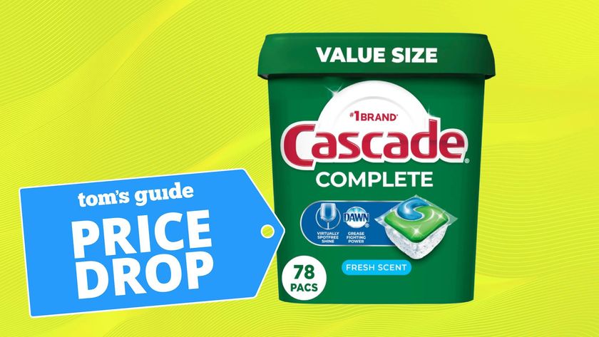 Cascade Complete Dishwasher Pods pack on yellow background