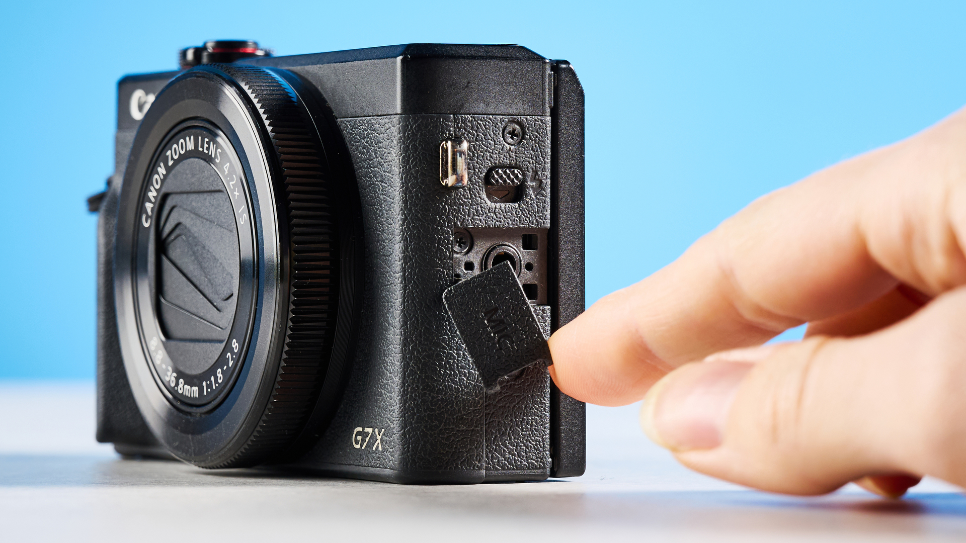 A black Canon PowerShot G7 X Mark III compact camera