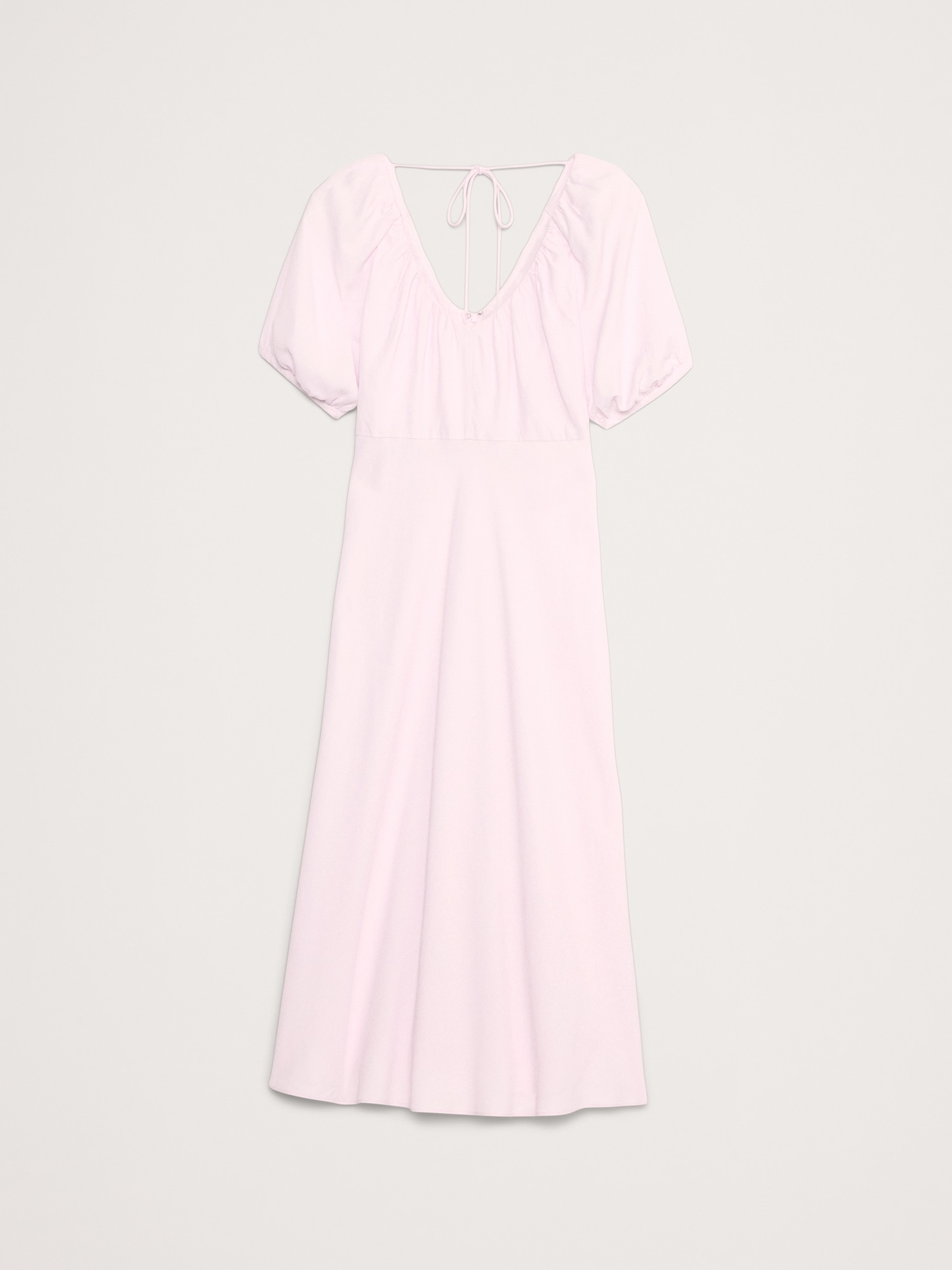 Viscose-Linen Dupioni Ruched Long Midi Dress