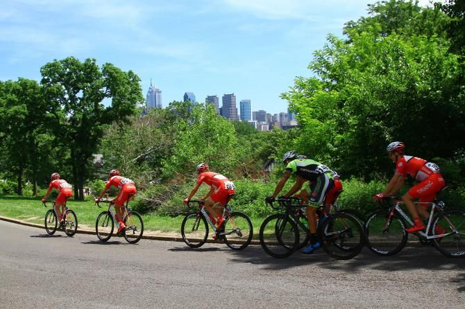 Australian team Drapac Professional Cycling, goes to the front to bring back the break-oblivious to our beautiful skyline