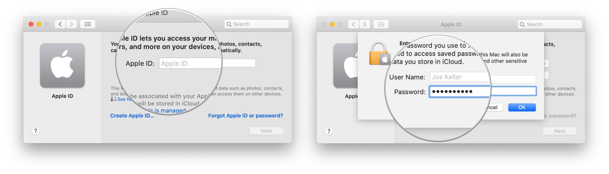 Sign in to iCloud on Mac: Sign in with your iCloud credentials and then enter your Mac sign in credentials.