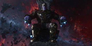 Guardians of the Galaxy Thanos sitting on his throne