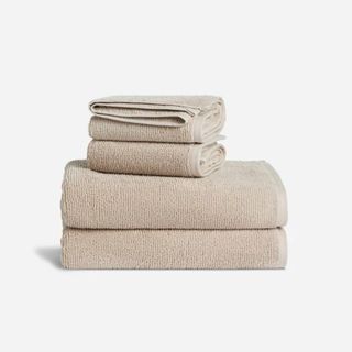 Organic Ribbed Bath Towel Bundle against a white background.